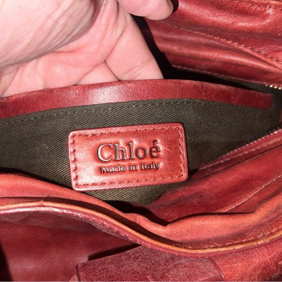 CHLOE Red Leather Bow Shoulder Bag - Picture 10 of 10